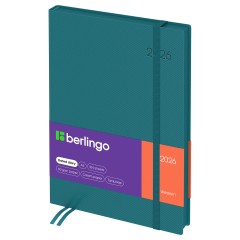 Ежедневник датированный 2026г., А5, 184л., кожзам, Berlingo "Western", бирюзовый, с резинкой