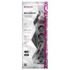 Сетевой фильтр Defender ES largo 5 розеток 5м. черный - фото 2