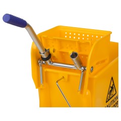 Тележка уборочная-ведро OfficeClean Professional, 2 секции, 20л, прямоугол., механич. отжим, желтая - фото 3