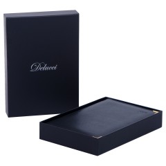 Ежедневник датированный 2026г., А5, 184л., Delucci, Фактурная кожа, зол. срез, черный - фото 2