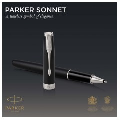 Ручка-роллер Parker "Sonnet Matte Black CT" черная, 0,8мм, подарочная упаковка - фото 2