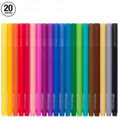 Фломастеры Faber-Castell "Grip", 20цв., трехгранные, смываемые, пластик. уп., европодвес Фломастеры Faber-Castell "Grip", 20цв., трехгранные, смываемые, пластик. уп., европодвес - фото 2