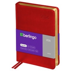 Ежедневник датированный 2026г., А6, 184л., кожзам, Berlingo "xGold", зол. срез, красный