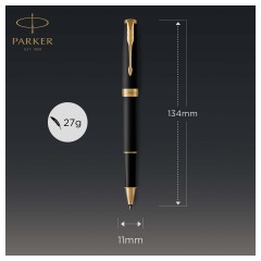Ручка-роллер Parker "Sonnet Matte Black GT" черная, 0,8мм, подарочная упаковка Ручка-роллер Parker "Sonnet Matte Black GT" черная, 0,8мм, подарочная упаковка - фото 3