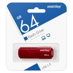 Память Smart Buy "Clue"  64GB, USB 2.0 Flash Drive, бордовый - фото 5