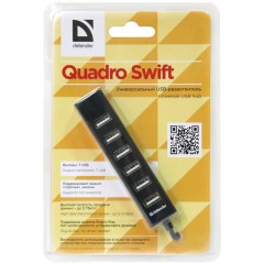Разветвитель USB Defender Quadro Swift USB2.0, 7 портов, черный Разветвитель USB Defender Quadro Swift USB2.0, 7 портов, черный - фото 3