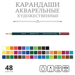 Карандаши акварельные художественные Vista-Artista "Gallery", 48цв., заточен., картон, европодвес Карандаши акварельные художественные Vista-Artista "Gallery", 48цв., заточен., картон, европодвес - фото 2