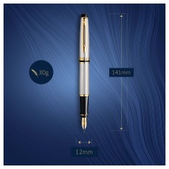 Ручка перьевая Waterman "Expert Stainless Steel GT", синий, 0,8мм, подарочная упаковка Ручка перьевая Waterman "Expert Stainless Steel GT", синий, 0,8мм, подарочная упаковка - фото 2