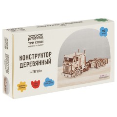 Конструктор деревянный ТРИ СОВЫ "Тягач", 14*5,8*6,5см, 130 деталей, картонная коробка - фото 2