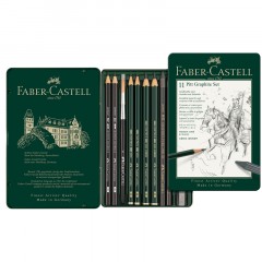 Набор карандашей ч/г Faber-Castell "Pitt Graphite", 11 предметов, заточен., метал. кор. Набор карандашей ч/г Faber-Castell "Pitt Graphite", 11 предметов, заточен., метал. кор. - фото 4