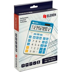 Калькулятор настольный Eleven CDC-120-WH/CY, 12 разрядов, двойное питание, 155*206*38мм, белый/синий Калькулятор настольный Eleven CDC-120-WH/CY, 12 разрядов, двойное питание, 155*206*38мм, белый/синий - фото 6