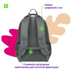 Рюкзак Berlingo U3 "Grey-pink" 41*29,5*13,5см, 2 отделения, 4 кармана, эргономичная спинка Рюкзак Berlingo U3 "Grey-pink" 41*29,5*13,5см, 2 отделения, 4 кармана, эргономичная спинка - фото 5