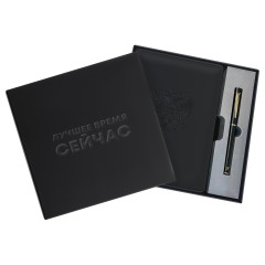 Ежедневник недатированный, А5, 136л., твердый переплет, кожзам, BG "Орел", черный, в подарочной коробке - фото 3