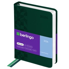 Ежедневник датированный 2026г., А6, 184л., кожзам, Berlingo "Vivella Prestige", зеленый