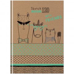 Скетчбук 120л., А5 BG "С друзьями", 7БЦ, матовая ламинация, трехцветный тонированный блок, 80г/м2