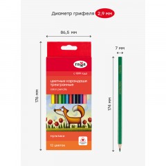 Карандаши цветные ГАММА "Мультики", 12 цветов, трехгранные, натуральное дерево, 290122_12 Карандаши цветные ГАММА "Мультики", 12 цветов, трехгранные, натуральное дерево, 290122_12 - фото 4
