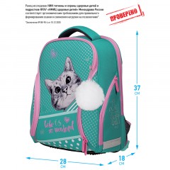 Ранец Berlingo Nova "Curious cat" 37*28*18см, 2 отделения, 2 кармана, анатомическая спинка - фото 2