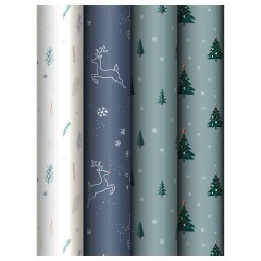 Упаковочная бумага глянц. 70*100см, MESHU "Christmas tree", 80г/м2, ассорти 4 дизайна