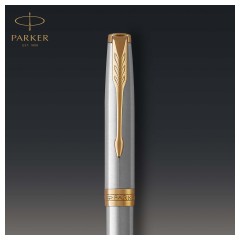 Ручка шариковая PARKER "Sonnet Core Stainless Steel GT", корпус серебро, позолота, черная, 1931507 Ручка шариковая PARKER "Sonnet Core Stainless Steel GT", корпус серебро, позолота, черная, 1931507 - фото 5