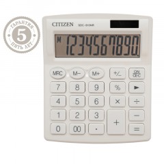 Калькулятор настольный Citizen SDC-810NR-WH, 10 разрядов, двойное питание, 102*124*25мм, белый - фото 2