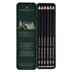 Набор карандашей ч/г матовых Faber-Castell "Pitt Graphite Matt" 2B, 4B, 6B, 8B, 10B, 12B, заточ., метал.кор - фото 2