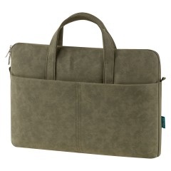 Сумка для ноутбука 15,6" F?rst "Suede Style", полиуретан, оливково-серый, мягкий подклад, внешнее отделение