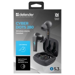 Наушники с микрофоном беспроводные Defender CyberDots 280, Bluetooth, разъем Type-C, черный - фото 6