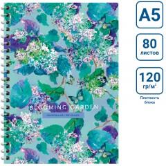 Скетчбук 80л., А5 BG "Цветение", на гребне, матовая ламинация, выб. лак, 120г/м2 - фото 2