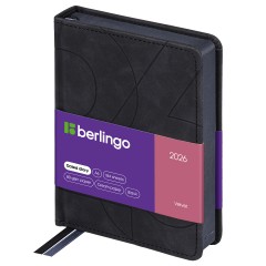 Ежедневник датированный 2026г., А6, 184л., кожзам, Berlingo "Velvet", цветной срез, черный