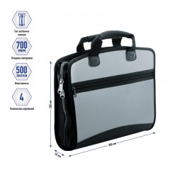Папка-портфель 4 отделения Berlingo "Silver" А4, 380*280*50мм, 700мкм, серый металлик Папка-портфель 4 отделения Berlingo "Silver" А4, 380*280*50мм, 700мкм, серый металлик - фото 3