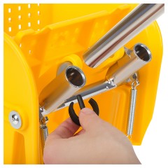 Тележка уборочная-ведро OfficeClean Professional, 2 секции, 20л, прямоугол., механич. отжим, желтая - фото 7