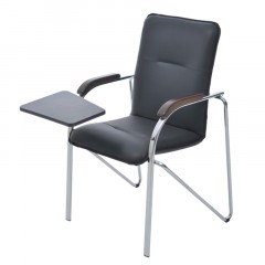 Стул Helmi HL-F05 "Самба СТ" со столиком, каркас металл хром, экокожа, черный, орех BOX1 - фото 6