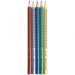 Карандаши цветные Faber-Castell "Jumbo Grip Metallic", 05цв., трехгр., утолщ., заточ., картон, европодвес - фото 2