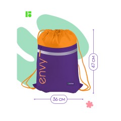 Мешок для обуви 1 отделение Berlingo "Envy", 360*470мм, светоотражающая лента, карман на молнии, оранжевый - фото 3