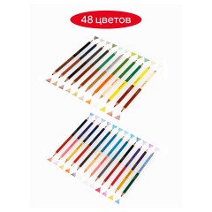 Карандаши цветные двусторонние Гамма "Мультики", 24шт., 48цв., заточен., картон. упак., европодвес Карандаши цветные двусторонние Гамма "Мультики", 24шт., 48цв., заточен., картон. упак., европодвес - фото 3
