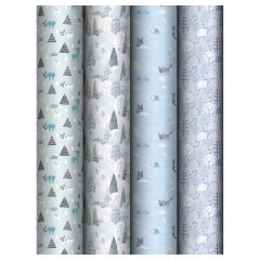 Упаковочная бумага глянц. 70*100см, MESHU "Winter mood", 80г/м2, ассорти 4 дизайна