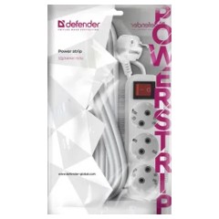 Удлинитель Defender L330 3 розетки, с заземлением, выключатель, 10м, белый - фото 5