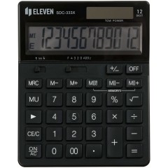 Калькулятор настольный Eleven SDC-333X-BK, 12 разрядов, двойное питание, 125*155*31мм, черный Калькулятор настольный Eleven SDC-333X-BK, 12 разрядов, двойное питание, 125*155*31мм, черный - фото 2