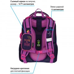 Ранец Berlingo Expert Max "Magic butterfly" 37*28*16см, 2 отделения, анатомическая спинка, дождевик в комплекте - фото 6