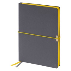 Ежедневник недатированный, А5, 136л., кожзам, Berlingo "Casual", с резинкой, серый, желтый срез