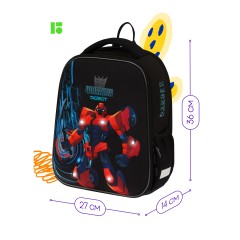 Ранец Berlingo Expert Mini "Warrior Robot" 36*27*14см, 2 отделения, 2 кармана, анатомическая спинка, мешок для обуви - фото 3