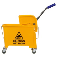 Тележка уборочная-ведро OfficeClean Professional, 2 секции, 20л, прямоугол., механич. отжим, желтая - фото 2