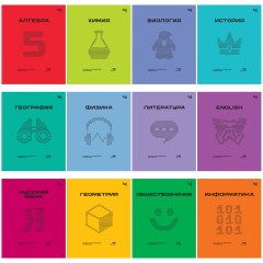 Комплект (12 шт.) предметных тетрадей 48л. BG "Перфокарта", пластиковая обложка - фото 2