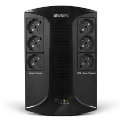Источник бесперебойного питания Sven UP-L1000E, 6 розеток (3х UPS/сетевой фильтр + 3x сетевой фильтр), 1000ВA, 510Вт - фото 2