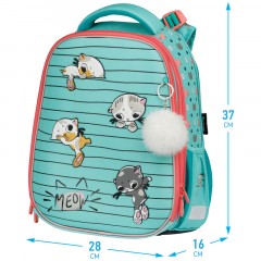 Ранец Berlingo Expert Max "Kittens green" 37*28*16см, 2 отделения, анатомическая спинка, дождевик в комплекте - фото 2