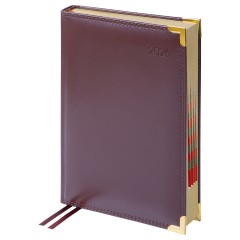 Ежедневник датированный 2026г., А5, 184л., Delucci, Гладкая кожа, зол. срез, коричневый