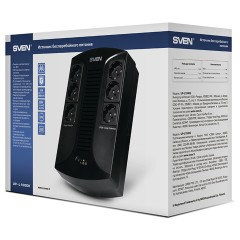 Источник бесперебойного питания Sven UP-L1000E, 6 розеток (3х UPS/сетевой фильтр + 3x сетевой фильтр), 1000ВA, 510Вт - фото 8