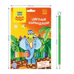 Карандаши цветные Мульти-Пульти "Енот в Индии", 36цв., заточен., картон, европодвес Карандаши цветные Мульти-Пульти "Енот в Индии", 36цв., заточен., картон, европодвес - фото 6