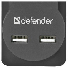 Сетевой фильтр Defender DFS 755 5 розеток 5,0м, 2xUSB, 2.1A, черный - фото 4
