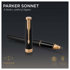 Ручка-роллер Parker "Sonnet Matte Black GT" черная, 0,8мм, подарочная упаковка Ручка-роллер Parker "Sonnet Matte Black GT" черная, 0,8мм, подарочная упаковка - фото 2